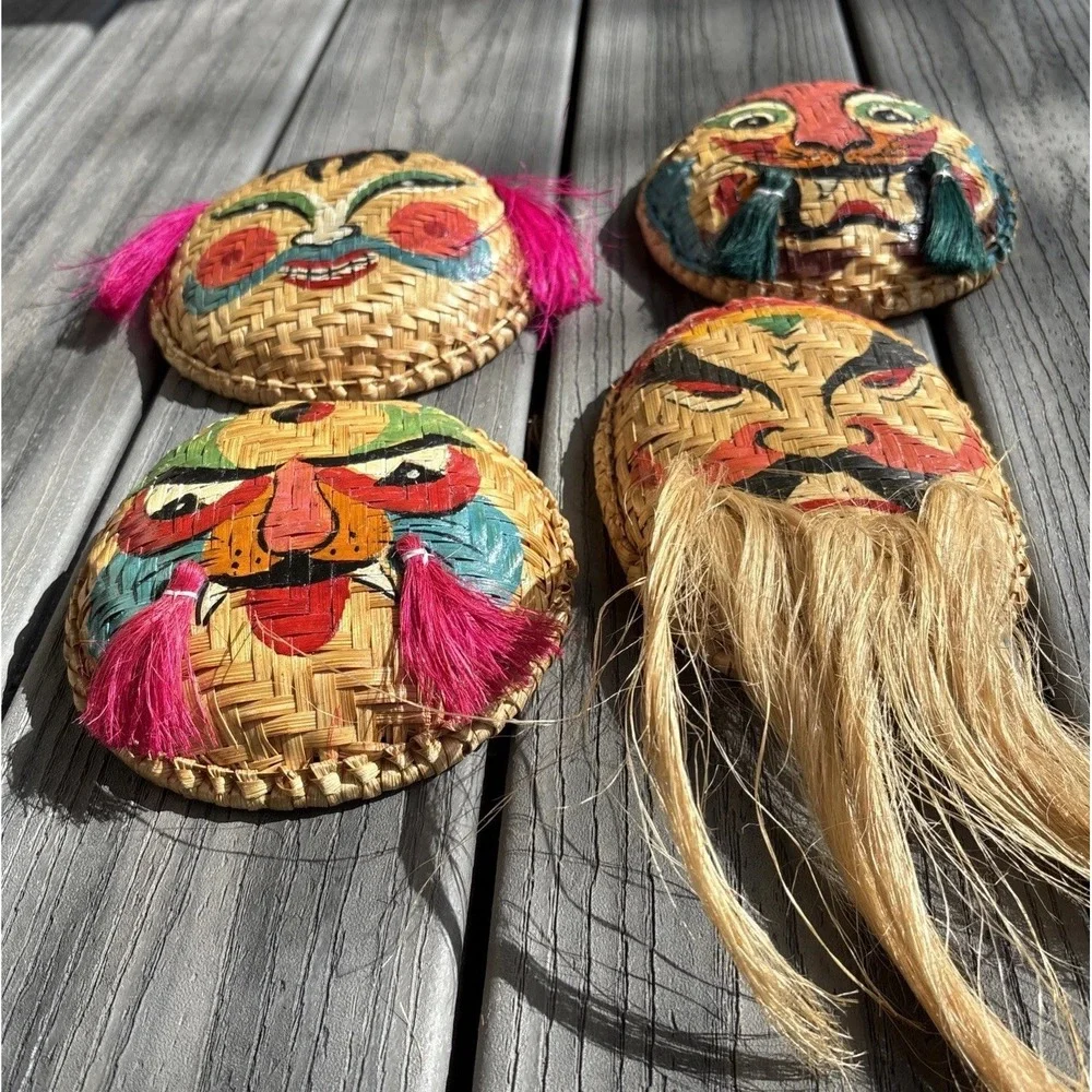 Set of 4 Vietnamese Basket Weave Masks 6